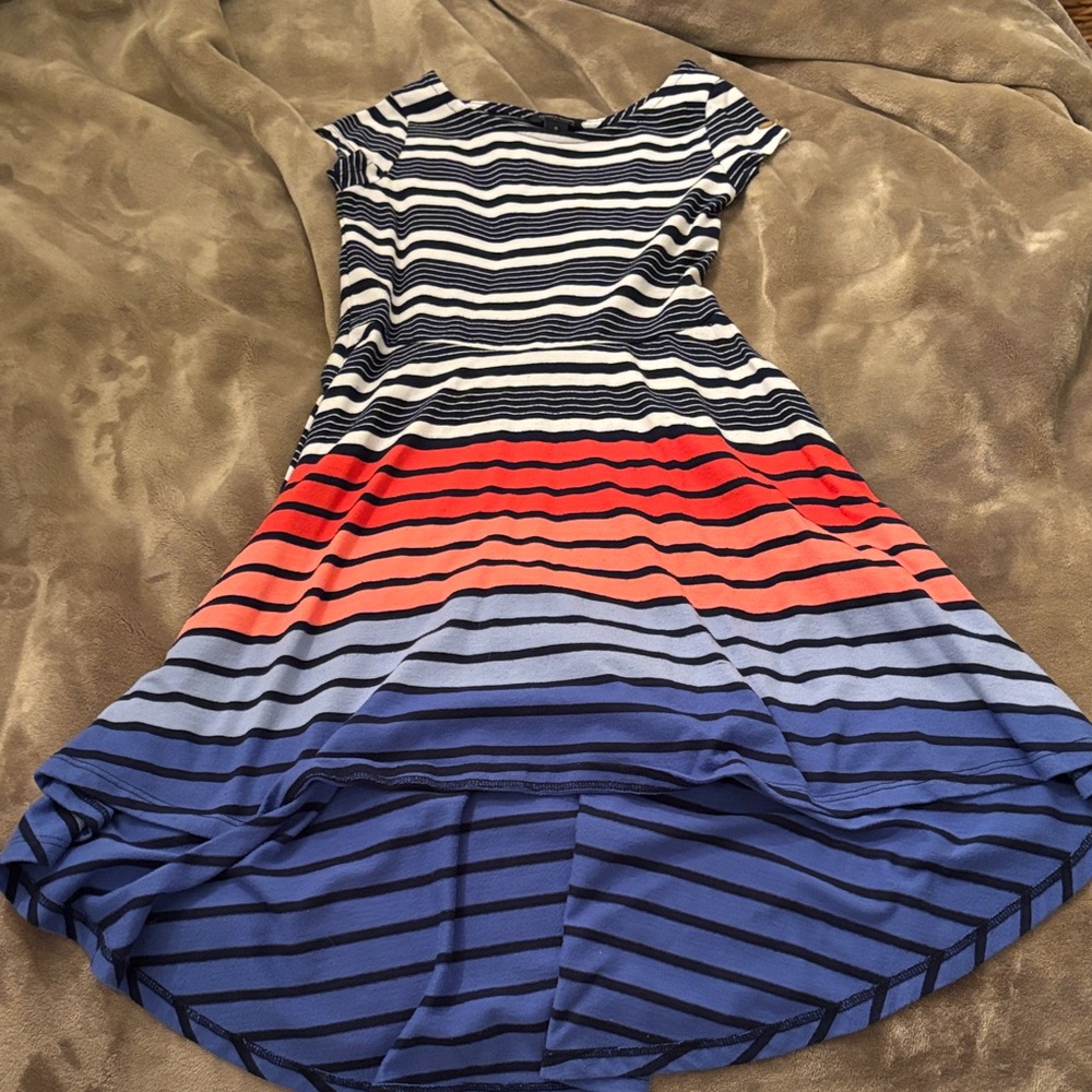 Tommy Hilfiger Striped Blue and Red Kids Casual Dress